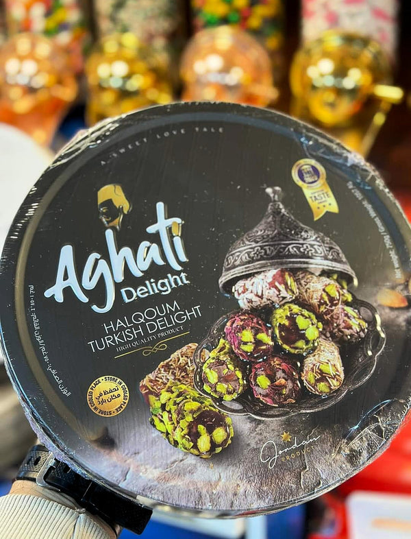 Aghati, Turkish Halqoum Roll with Pistachio, Tin 750 g - Al Basha Sweets