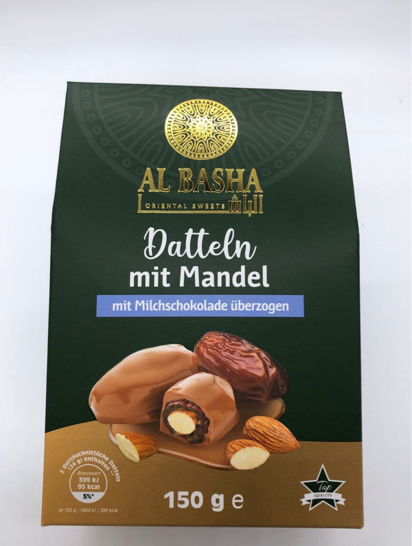 24 x Datteln mit Mandel mit Milchschokolade überzogen - Al Basha Sweets