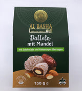 24 x Datteln mit Mandel mit Schokolade und Kokosraspel überzogen - Al Basha Sweets